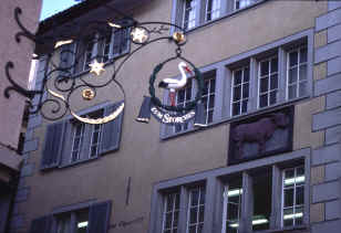 detail of Storchen Sign