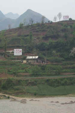 River markers indicating flood levels