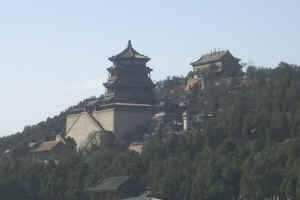 Looking across Lake Kunming to the Buddhist Virtue Temple