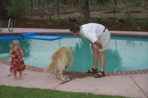 Neill supervises at the pool