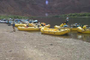 Several trips preparing to launch from Lees Ferry