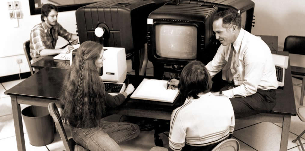 Dan, Kim, Jon, and Don with Picsys - 1981