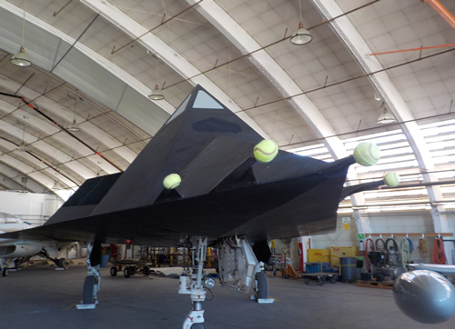 F117A with tennis balls on pitot tubes