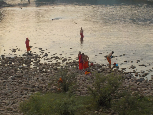 Monks bathing
