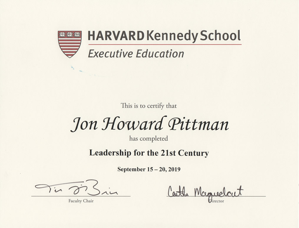 Kennedy School course certificate