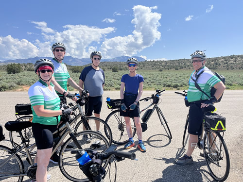 Bikers at entrance to Snow Canyon